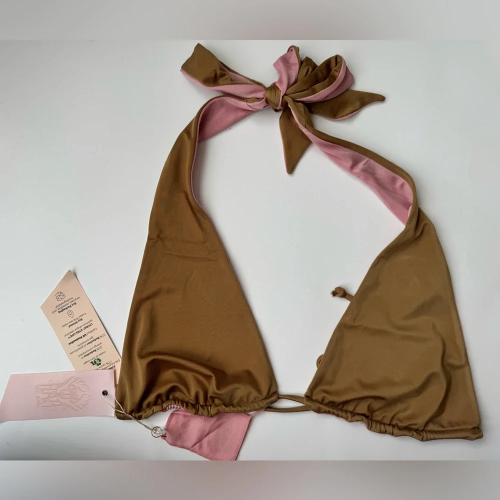 NWT We are HAH XL Free People Reversible Top Swim Dusty Rose Shroom Combo Size S
